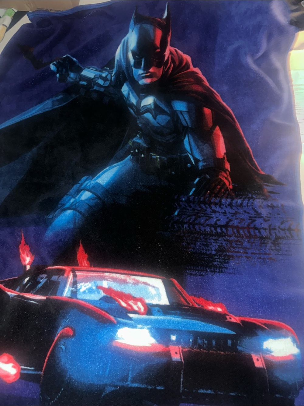 Home. Batman Graphic Tee — Blue and Red Print Throw Blanket.
